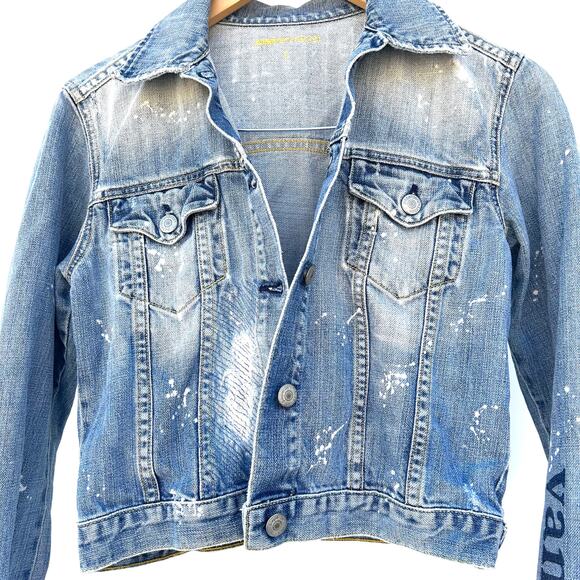 Vintage Y2K Paper Denim & Cloth Jean Jacket Distressed Denim Vanity Small - Picture 6 of 9